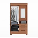 Ver imagem 3 de Guarda-Roupas Dinamarca 100% MDF 2 Portas 3 Gavetas 1 Espelho