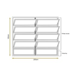 Vitro Basculante 2 Seções Preto 100x200 Linha Esmeralda Vidro Liso - 2