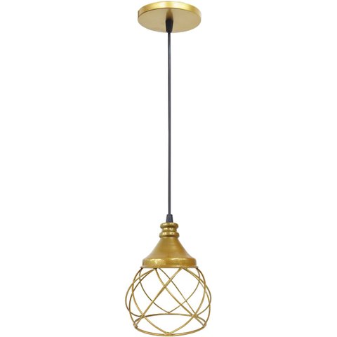 Pendente Aramado Esfera Balonê Dourado Lustre Luminária Teto Regulável Sala Cozinha Industrial Agp a