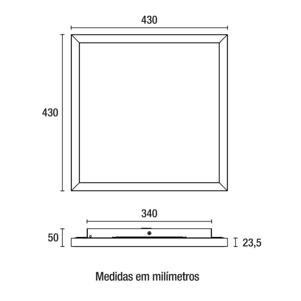 Painel Led Square Sobrepor 15w 2700k Luz Amarela Preto Liso - Blumenau - 4