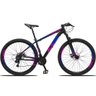 Bicicleta Aro 29 Ksw 24v Cambio Traseiro Acera Freio a Disco - Preto-azul e Rosa - 17" - 1
