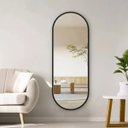 Ver imagem 1 de Espelho Oval com Moldura Alumínio Preta 130x45cm