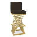 Ver imagem 2 de Banqueta Alta Área Gourmet Cozinha Restaurante Bar Base de Metal Dourado Suede Marrom Eli Móveis