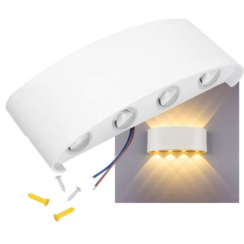 Arandela Luminaria 8w Parede 8 Fachos Iluminaçao Decoraçao Segurança Bivolt Jardim Casa Garagem Pred