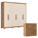 Ver imagem 1 de Cômoda Montevideu e Guarda Roupa Casal Venice 62080pe Amendola Touch Off White com Pés - Demóbile
