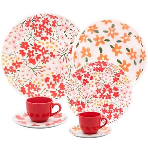 Aparelho de Jantar Floral para Almoço Jantar em Família e Eventos - 30 Peças
