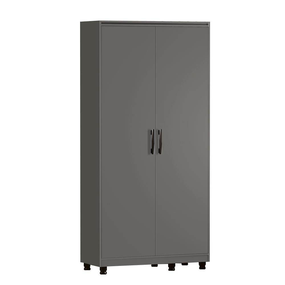 Armário Multiuso 2 Portas 5 Nichos Grafite Alfa Fênix | MadeiraMadeira