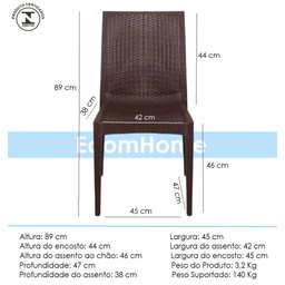 Kit 4 Cadeiras Rattan em Pp para Restaurantes Sala de Jantar Cozinha Área Externa Ecomhome - 9