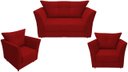 Ver imagem 1 de Kit Namoradeira + 2 Poltronas Decorativa Isis Suede Vermelho Pés Madeira Ms Decor