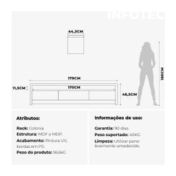 Rack Colonia 1.8 para TV até 75'' Natural - Província - 3 Rack Colonia 1.8 para TV até 75'' Natural - Província - 3