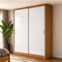 Ver imagem 1 de Guarda-Roupa 100% MDF 2 Portas de Correr 2 Gavetas 131x213x55cm Cinamomo/Branco