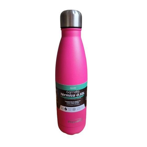 Garrafa Térmica de Inox Parede Dupla 520ml Plasvale - Rosa