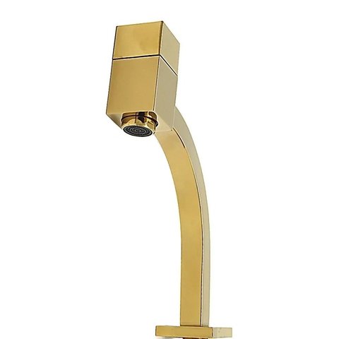 Torneira Banheiro Link Quadrada Bica Baixa Dourada