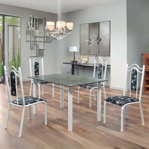 Conjunto Mesa Jantar Cozinha Silvia 4 e 6 Cadeiras