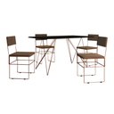 Ver imagem 4 de Mesa Jantar Industrial Trama 1,40x0,80m Preta com 4 Cadeiras Estofadas Vitória Marrom e Cobre