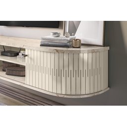 Estante Suspenso Ripado Algarve para TV até 75 polegadas- Calacata/Off White - Madetec - 2
