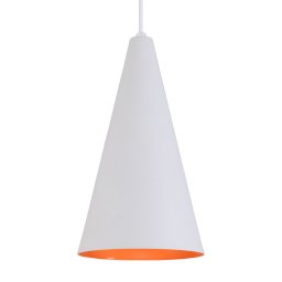 Pendente Cone Luminária Lustre Alumínio Branco Textura C/ Laranja - T&T Iluminação - 3