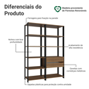 Ver imagem 5 de Estante Armário Multiuso para Escritório 129cm 9 Prateleiras 2 Gavetas Rustic/Preto Madesa
