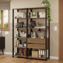 Ver imagem 1 de Estante Armário Multiuso para Escritório 129cm 9 Prateleiras 2 Gavetas Rustic/Preto Madesa