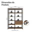 Ver imagem 4 de Estante Armário Multiuso para Escritório 129cm 9 Prateleiras 2 Gavetas Rustic/Preto Madesa
