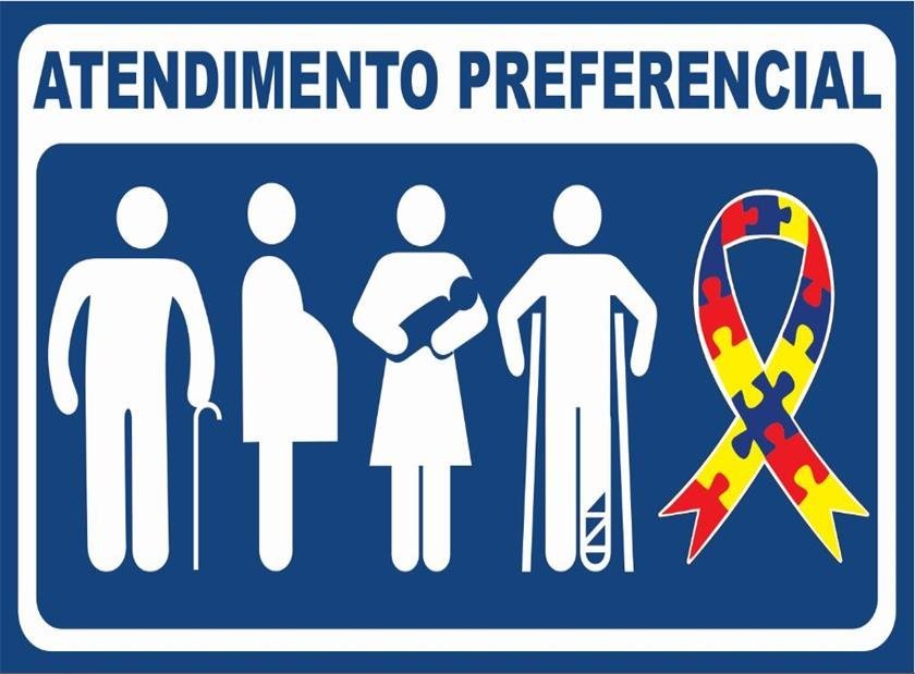 PLACA INDICATIVA ATENDIMENTO PREFERENCIAL 25x15 PS AZUL