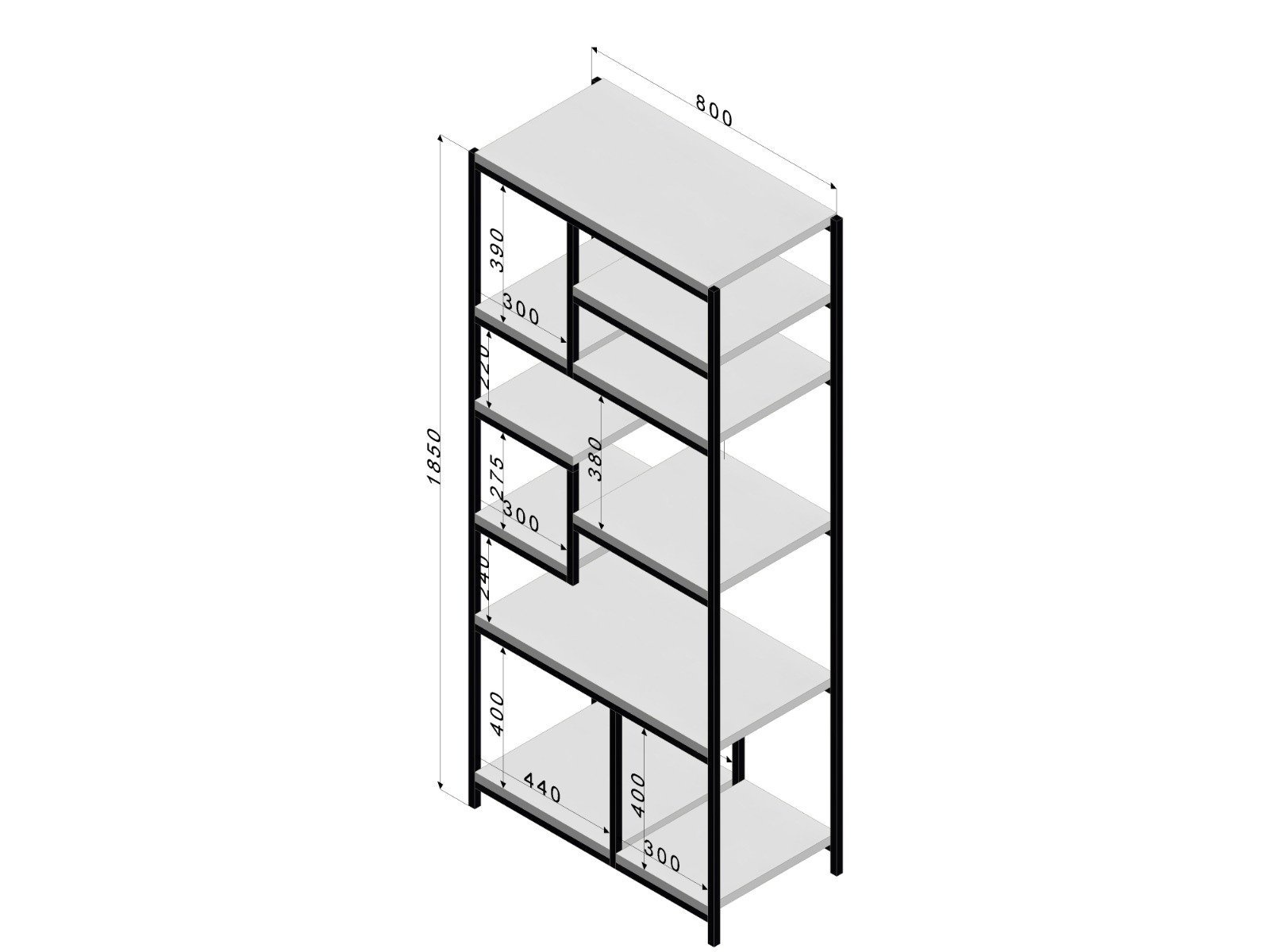 Estante Modular Metal e Madeira 80cmx30cmx185cm - Branco - Estante Modular, Estante Industrial, Esta - 3