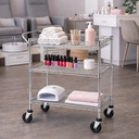 Ver imagem 3 de Carrinho Multiuso 3 Prateleiras Ajustáveis Aço Cromado