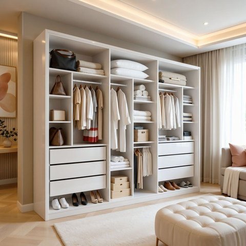 Closet Casal 6 Gavetas 242cm sem Portas Aspen Premium Branco