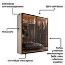 Ver imagem 7 de Guarda Roupa Casal 2 Portas Correr Vidro Reflecta com LED 200cm x 55,8cm x 230cm 100% MDF Cor:Branco