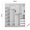 Ver imagem 3 de Guarda Roupa Casal 2 Portas Correr Vidro Reflecta com LED 200cm x 55,8cm x 230cm 100% MDF Cor:Branco