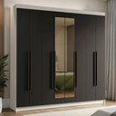 Ver imagem 1 de Guarda-roupa Casal 8 Portas Batentes com Espelho Venus Madesa Branco/preto