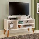 Ver imagem 3 de Rack Bancada para Tv de até 42 2 Prateleiras Lynne Off White/canela