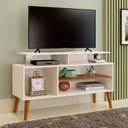 Ver imagem 4 de Rack Bancada para Tv de até 42 2 Prateleiras Lynne Off White/canela