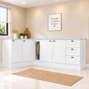 Ver imagem 1 de Cozinha Compacta 4 Peças com Balcão Pia / Canto Reto e Porta Toalhas com Tampo 100% MDF Emily