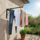 Ver imagem 1 de Varal Retrátil Preto de Metal para Parede ou Muro com Alta Capacidade de Peso 90kg