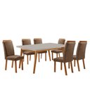 Ver imagem 1 de Mesa de Jantar Copper 180cm Madeira Tampo Vidro Canto Copo com 6 Cadeiras Aline