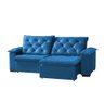 Sofa Retrátil Reclinável Milão Premium 2,90m 5 Lugares Estofado Veludo com Braço Almofadado Azul - 2