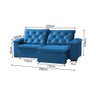 Sofa Retrátil Reclinável Milão Premium 2,90m 5 Lugares Estofado Veludo com Braço Almofadado Azul - 3
