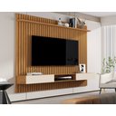 Ver imagem 2 de Painel com Nicho Suspenso Para Sala Venus Ripado 1.8 TV até 72 Pol.:Nature/Off White