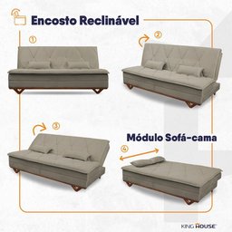 Sofá Cama Estoril 1,90m Suede Velut - King House - 8