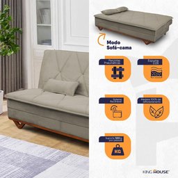 Sofá Cama Estoril 1,90m Suede Velut - King House - 2