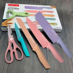 Jogo Facas Coloridas Tesoura 6 Peças Cozinha Chef - 7