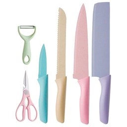 Jogo Facas Coloridas Tesoura 6 Peças Cozinha Chef - 5