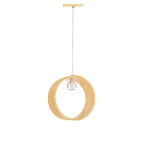 Pendente Madeira Redondo Slim 25 Cm:marfim