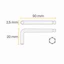 Ver imagem 5 de Chave Allen Longa Abaulada, Cromo Vanadio, Acabamento Fosfatizado 2,5 Mm