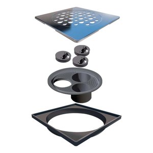 Grelha Quadrada Novii com Acessórios Polido 150mm