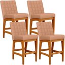 Ver imagem 2 de Kit 04 Banquetas Baixa para Cozinha Bancada Bar Sala Jantar Fixa Mila L02 Linho Rosê - Lyam Decor