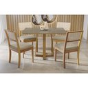 Ver imagem 1 de Sala Jantar Mesa Elma Premium Madeira Maciça C/ Tampo Madeirado C/ Vidro 120x80cm e 4 Cadeiras Lola