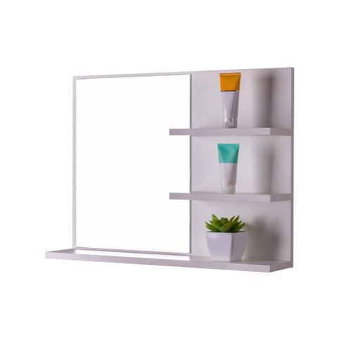 Espelho para Banheiro com Prateleiras Lugano 60 X 45cm - Branco