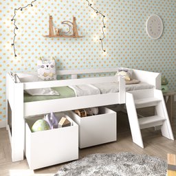 Cama Solteiro Infantil com Escada e 2 Baús Serena Yescasa - 6